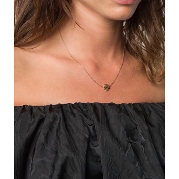 Tory Burch Rose Gold Kira Logo Chainlink Necklace - Picture 2 of 3